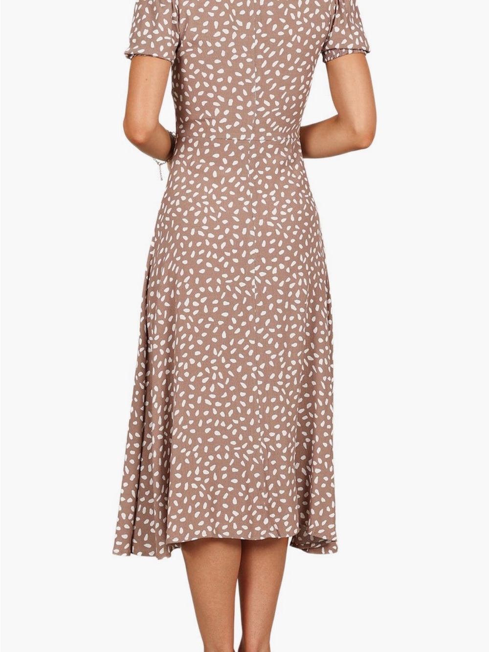 Petal & Pup Taupe Midi Dress with White Leaf Print - Picture 2 of 6